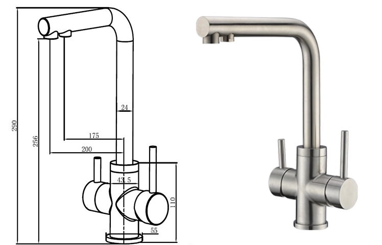 3-way kitchen tap